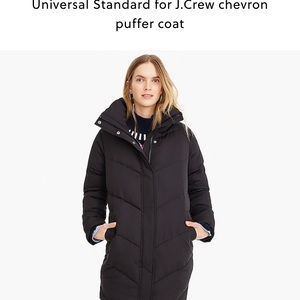 JCREW CHEVRON LONG PUFFER COAT